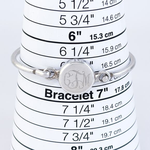 Vintage Sterling Silver 925 Monogram CJM Hook Bangle Bracelet 6.5" - Picture 7 of 10